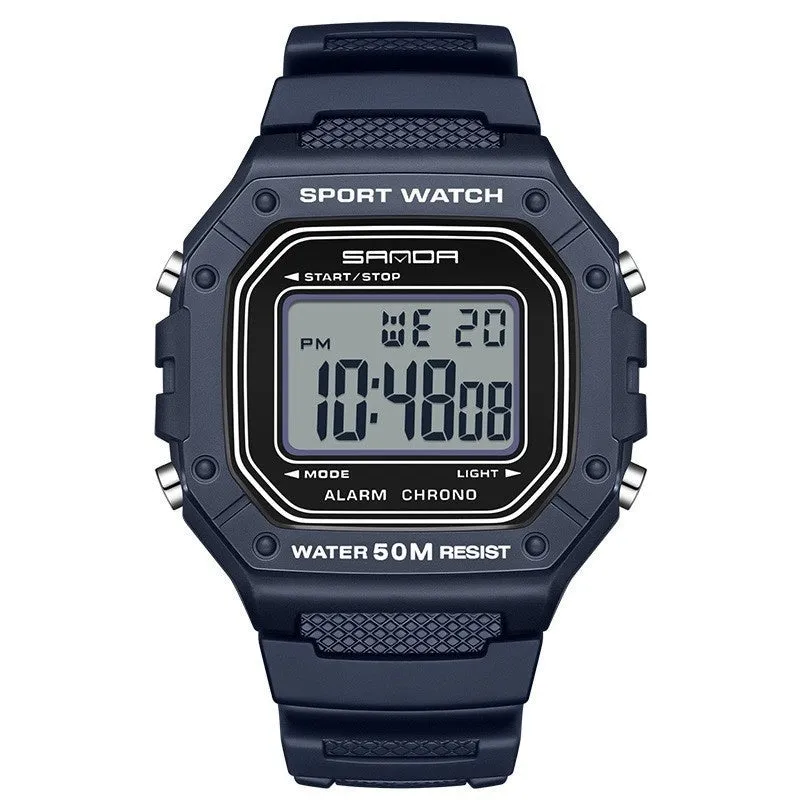 Youth electronic waterproof watch with alarm function in multiple colour options