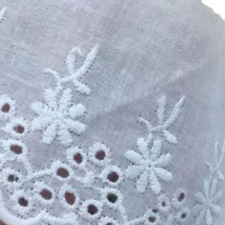 Embroidered cotton lace trim fabric in four different cutout styles for DIY clothing accessories