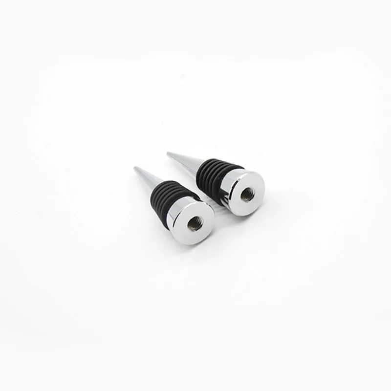 Silver zinc alloy M8 M10 threaded wine bottle stopper with silicone seal