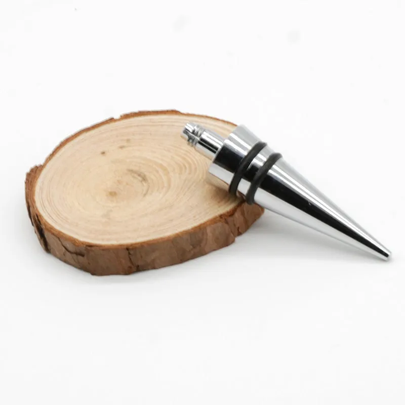 Silver zinc alloy M8 M10 threaded wine bottle stopper with silicone seal