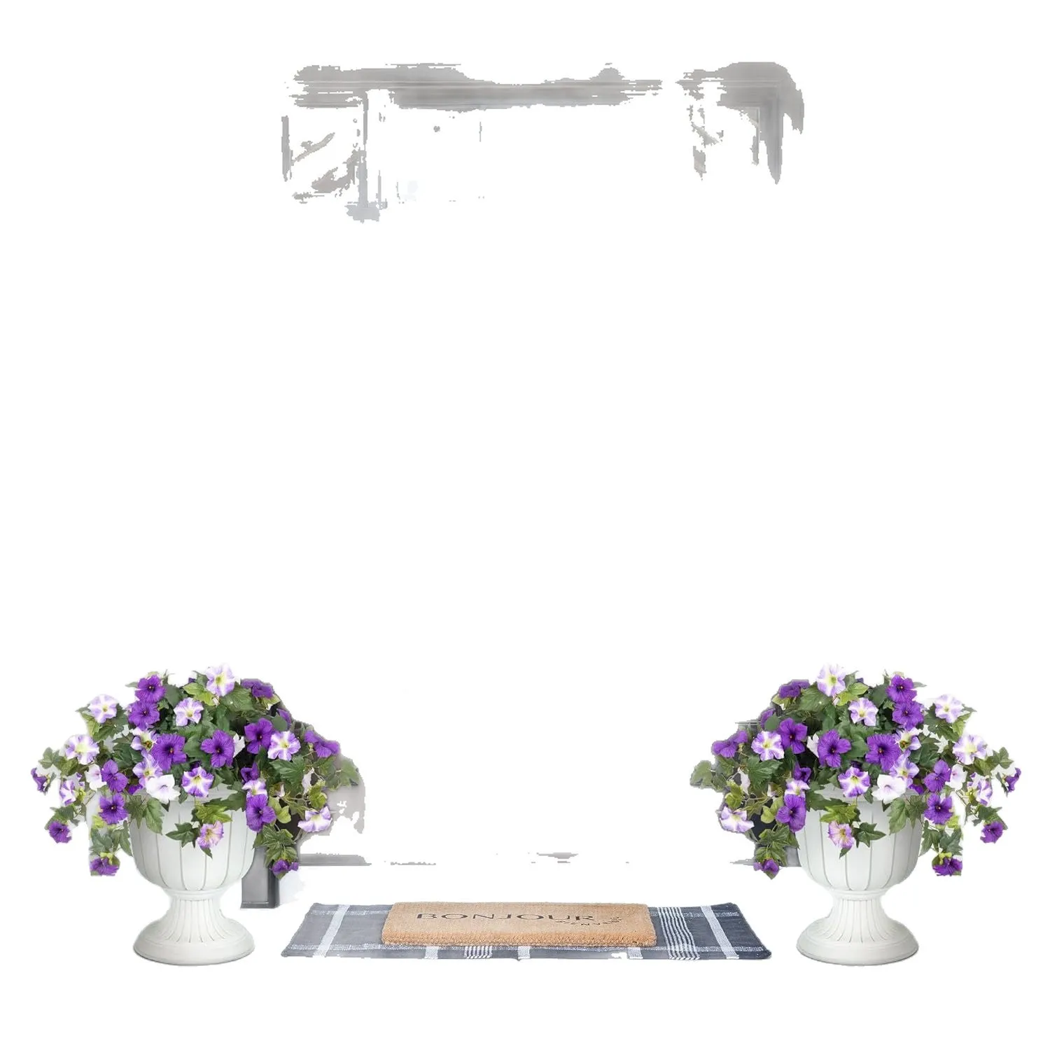 Plastic and silk artificial flower bouquet with 12 metal fork stems for outdoor garden decoration.