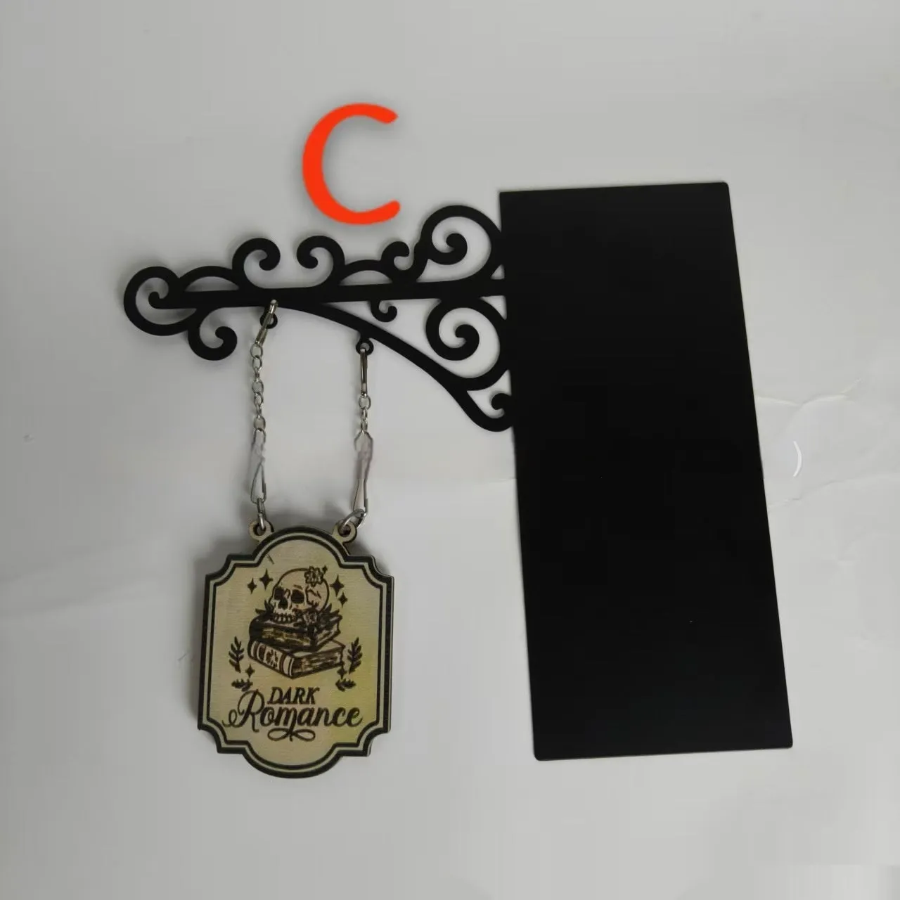 Book separator with tavern signs ornament form in five decorative styles for shelf organisation
