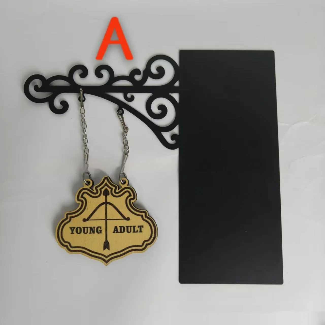 Book separator with tavern signs ornament form in five decorative styles for shelf organisation