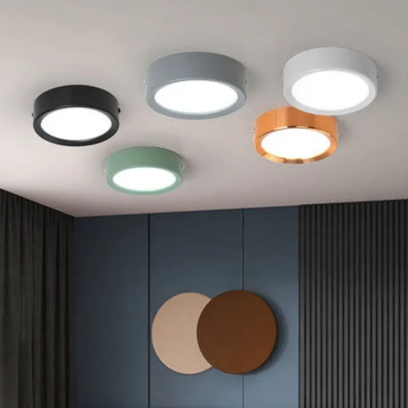 Ultra-thin surface mounted LED downlight in multiple shell colour options.