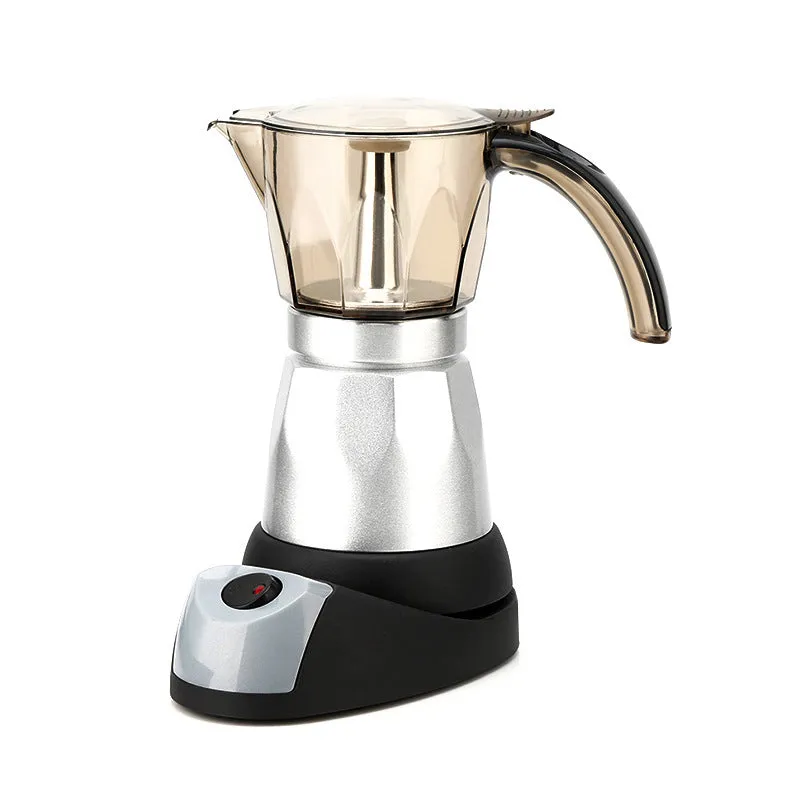 Octagonal aluminium electric Moka pot coffee maker in silver green yellow red blue colour options