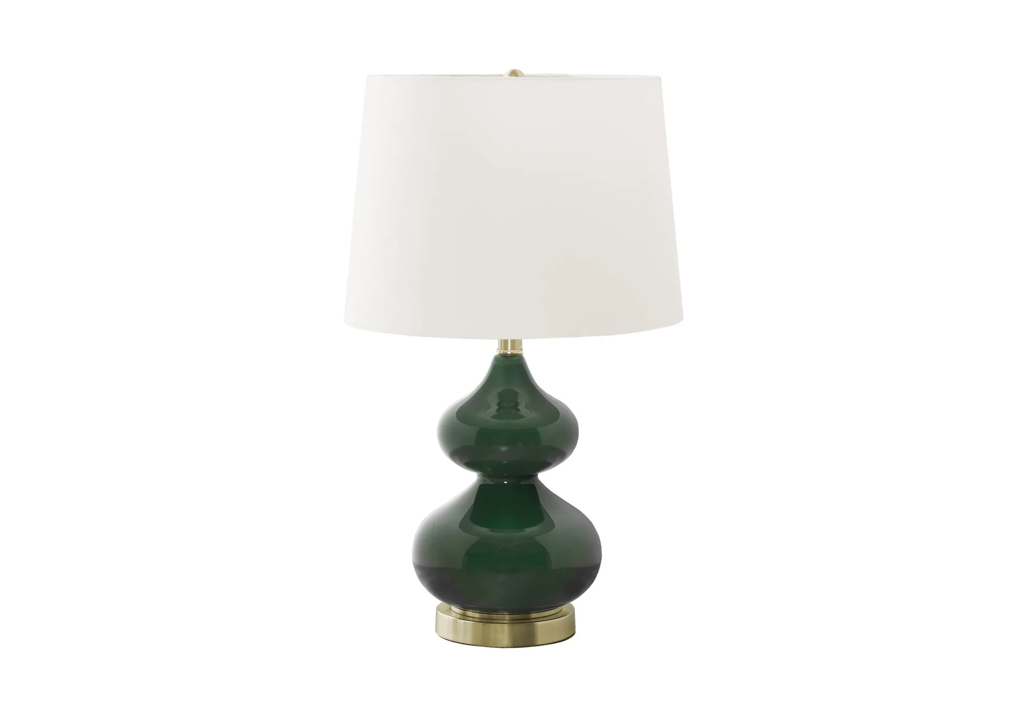 Blue crystal glass desk lamp with a cloth shade for a child's bedroom, shown on a desk.