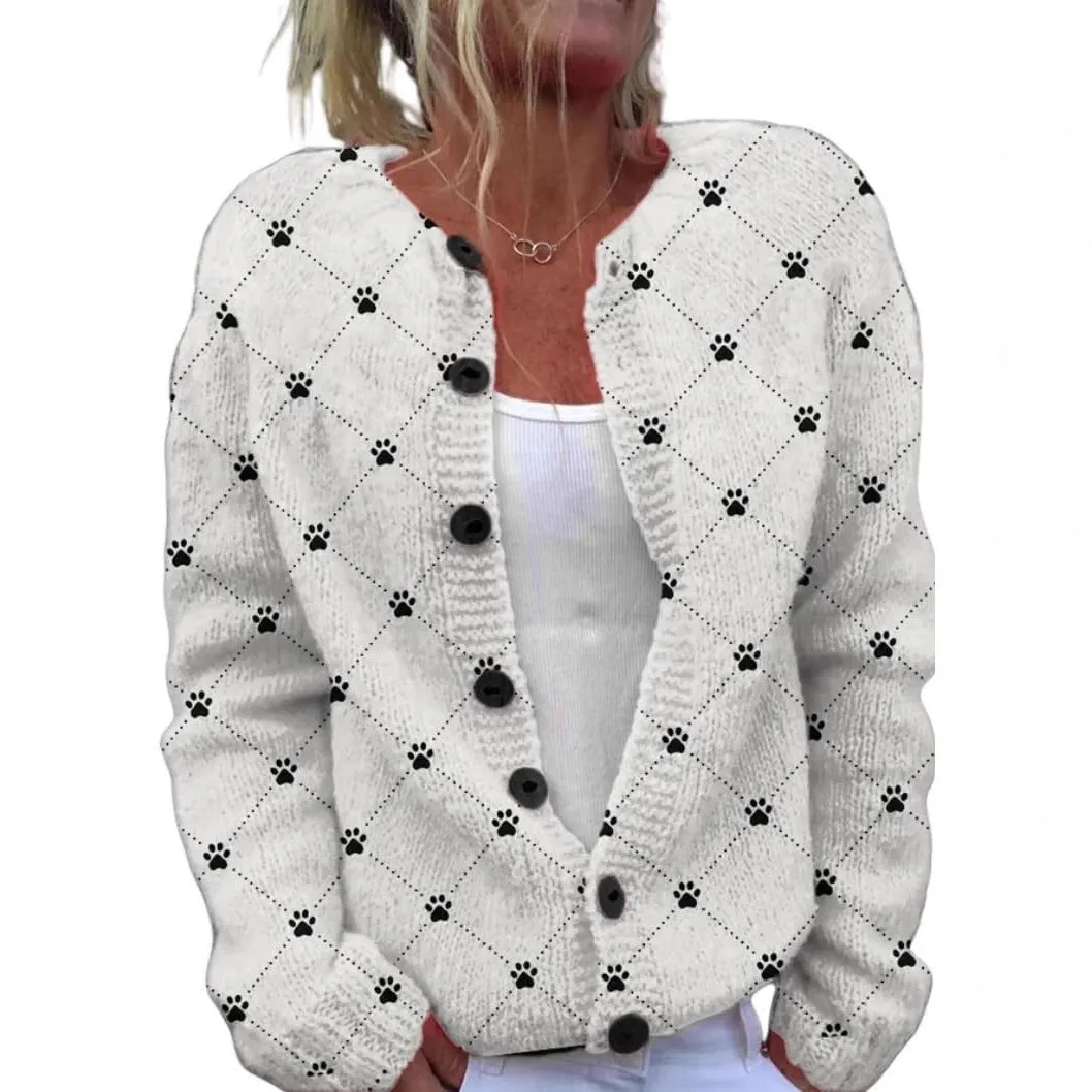 Women's 3D digital print cardigan coat in loose fit polyester fabric