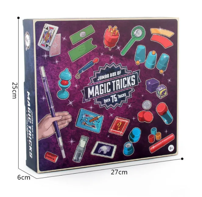 Magic toy set with plastic props for children aged 3-7 years in purple and red colours