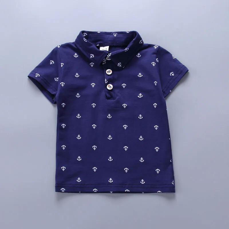 Anchor print children's cotton pullover and shorts set in multiple colours