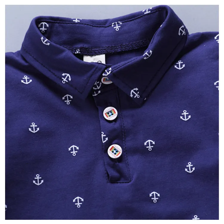 Anchor print children's cotton pullover and shorts set in multiple colours