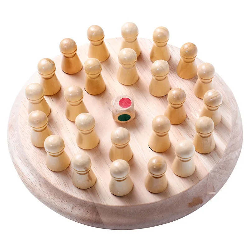 Beech wood memory chess set for children age 3+ with white pieces on 17cm board