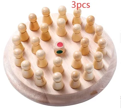 Beech wood memory chess set for children age 3+ with white pieces on 17cm board