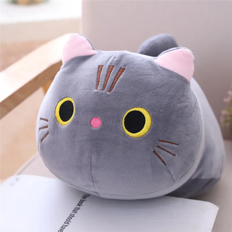 Soft plush cat rag doll with down cotton filling available in multiple sizes and colours