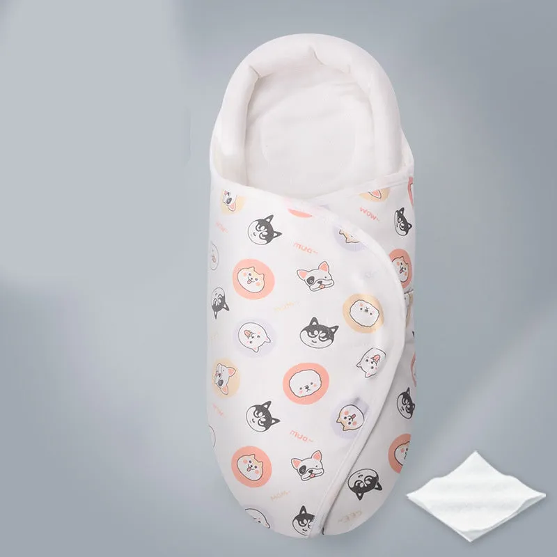 Pure cotton anti-startle baby swaddle in a 30x60 cm size showing one of eight print designs like Dinosaur or Starry Sky.