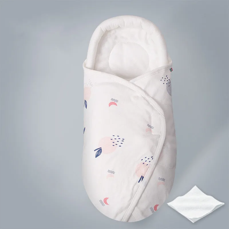 Pure cotton anti-startle baby swaddle in a 30x60 cm size showing one of eight print designs like Dinosaur or Starry Sky.