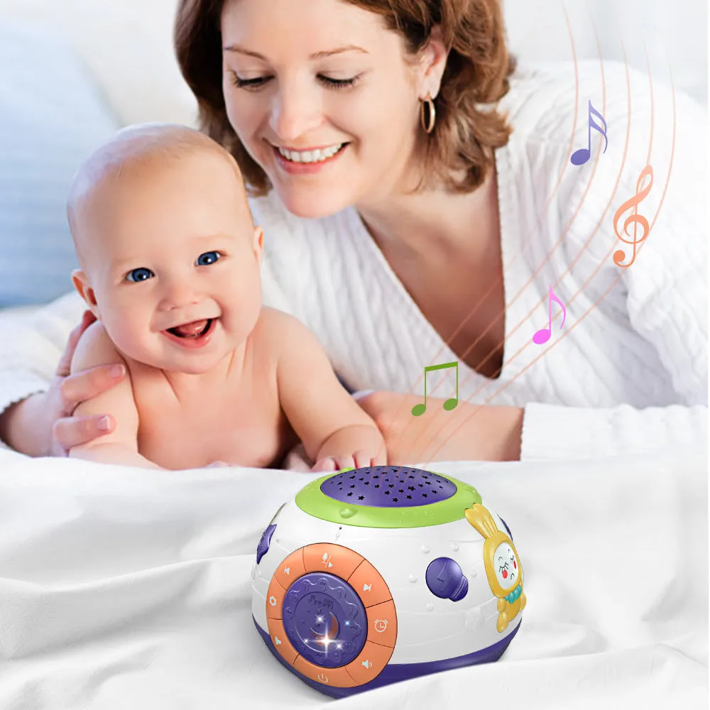 White plastic starry sky night light projector for children with sound machine functions