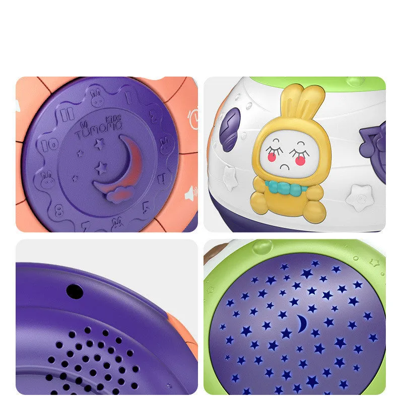 White plastic starry sky night light projector for children with sound machine functions