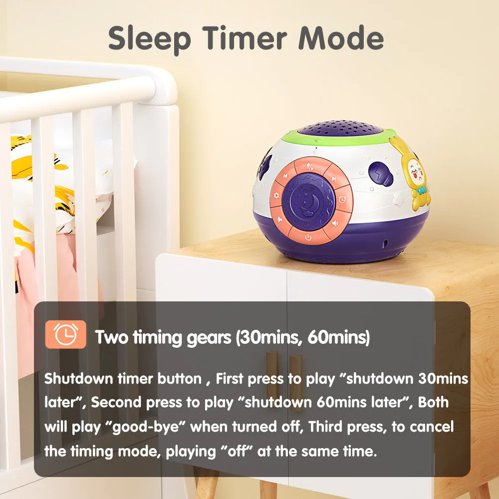 White plastic starry sky night light projector for children with sound machine functions