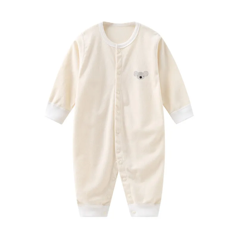 Combed cotton baby romper suit for newborns and toddlers in neutral colour options