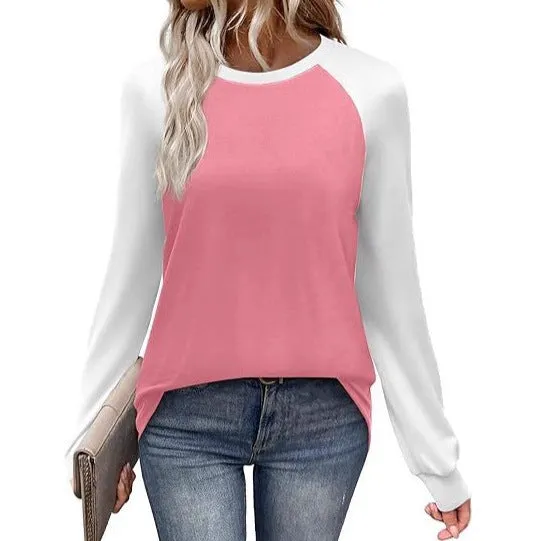 A casual long sleeve round neck T-shirt in a solid colour, shown flat to display its simple design.