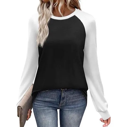A casual long sleeve round neck T-shirt in a solid colour, shown flat to display its simple design.
