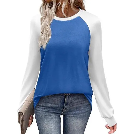 A casual long sleeve round neck T-shirt in a solid colour, shown flat to display its simple design.