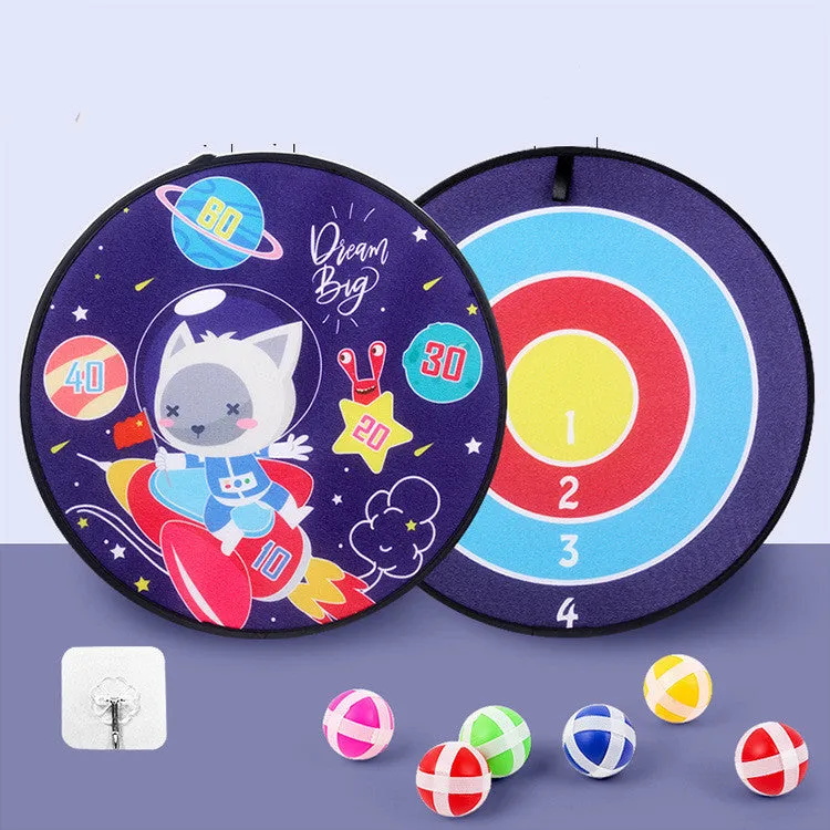 Colourful children's cartoon sticky ball dart board with velcro balls and hook
