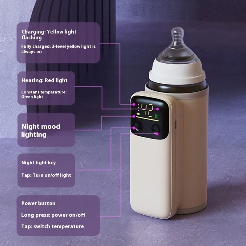 Baby bottle insulation sleeve with USB charger showing universal design for milk warming