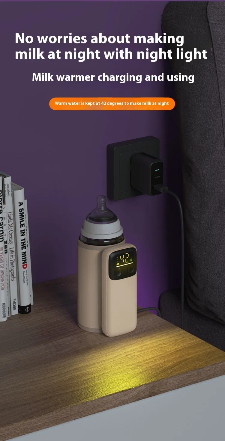 Baby bottle insulation sleeve with USB charger showing universal design for milk warming