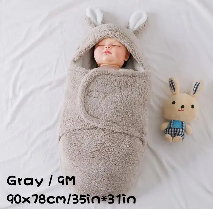 Adjustable baby sleeping bag swaddle blanket in fleece with velcro closure