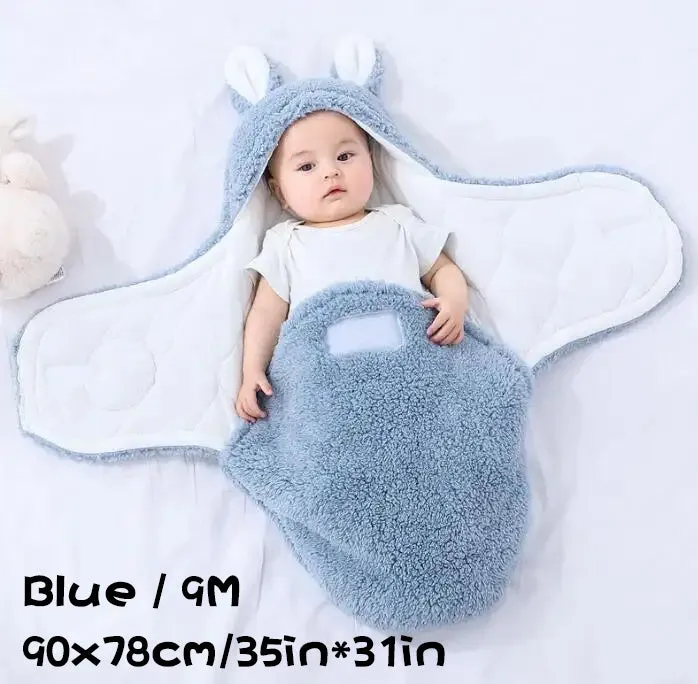 Adjustable baby sleeping bag swaddle blanket in fleece with velcro closure
