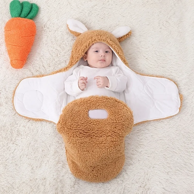 Adjustable baby sleeping bag swaddle blanket in fleece with velcro closure