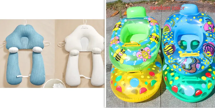 U-shaped baby head shaping pillow in blue and white colours with pure cotton fabric