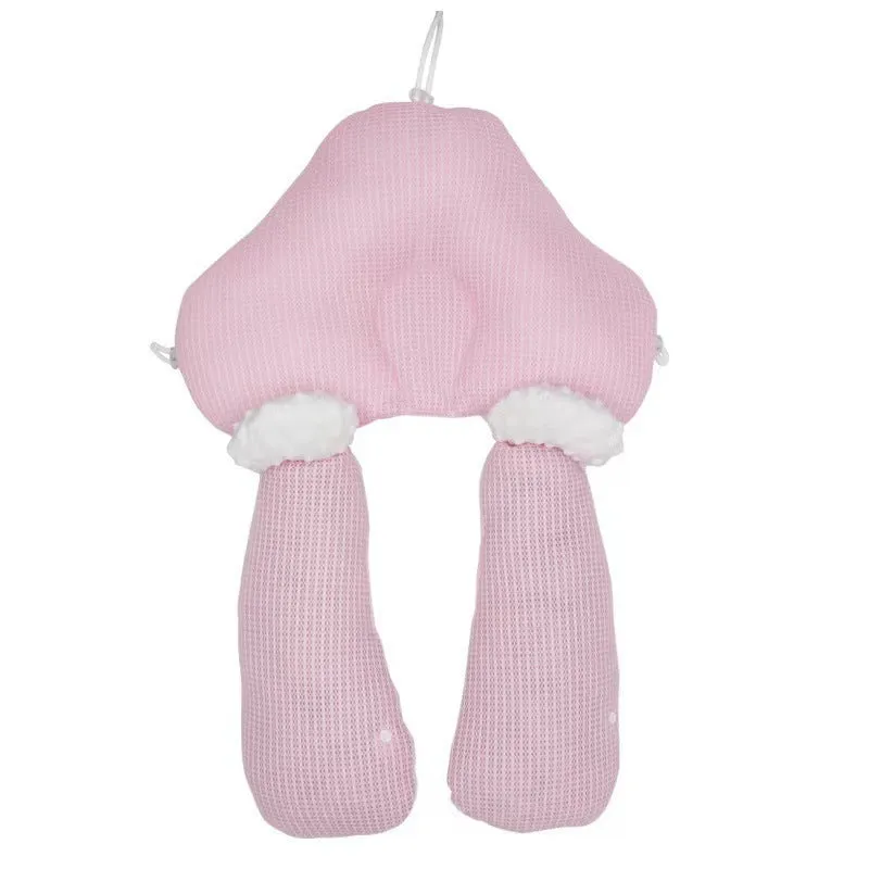 U-shaped baby head shaping pillow in blue and white colours with pure cotton fabric