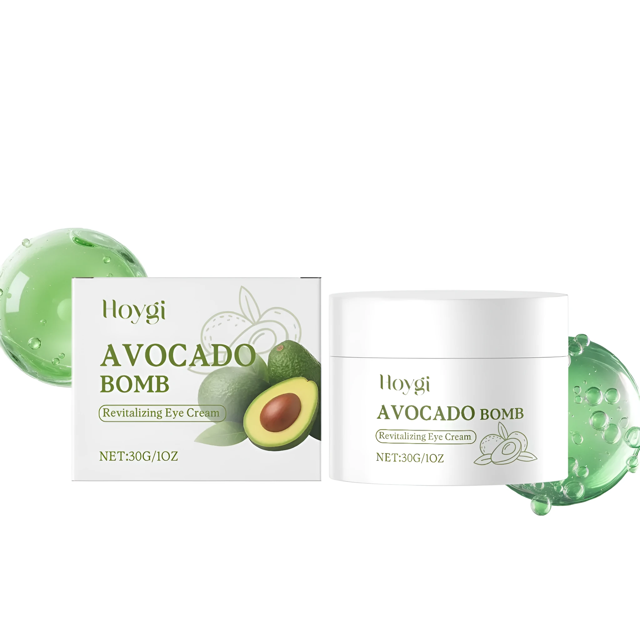 A 30g jar of avocado anti-aging eye cream for moisturising skin.