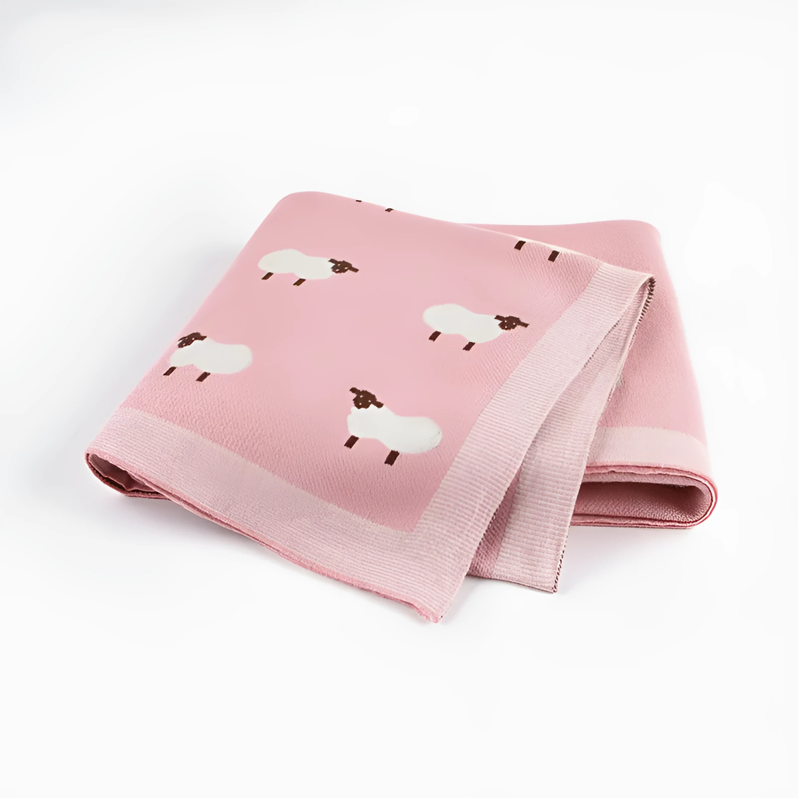 A pink 100x80 cm cotton baby blanket cover laid flat, designed to be windproof for infant cots.