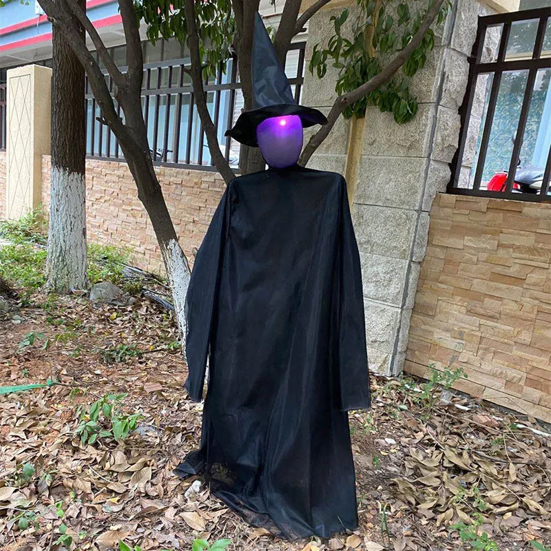 Halloween hanging ghost decoration with red flashing eyes and support tubes