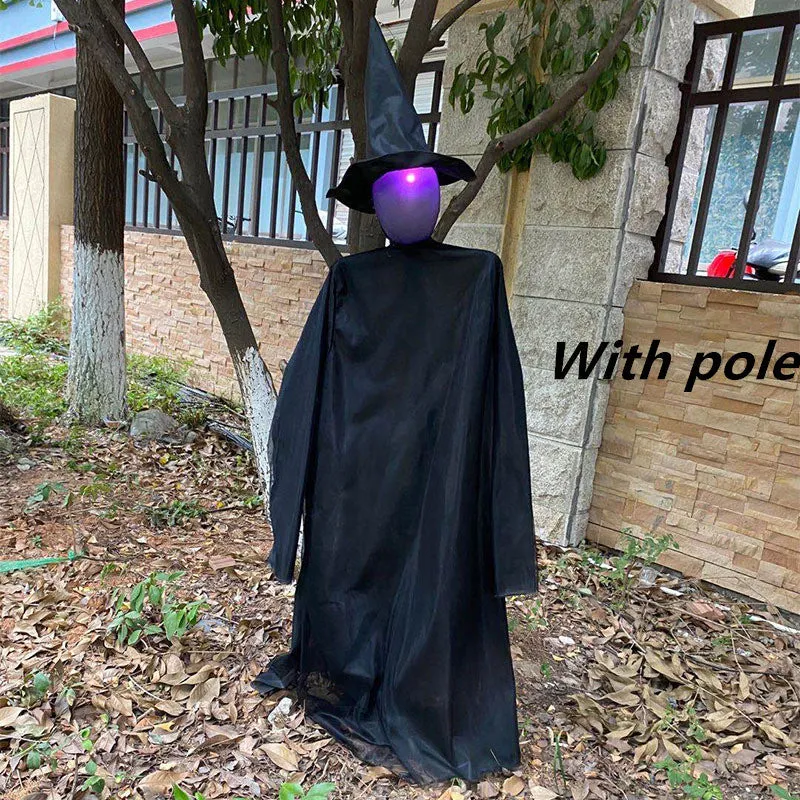 Halloween hanging ghost decoration with red flashing eyes and support tubes
