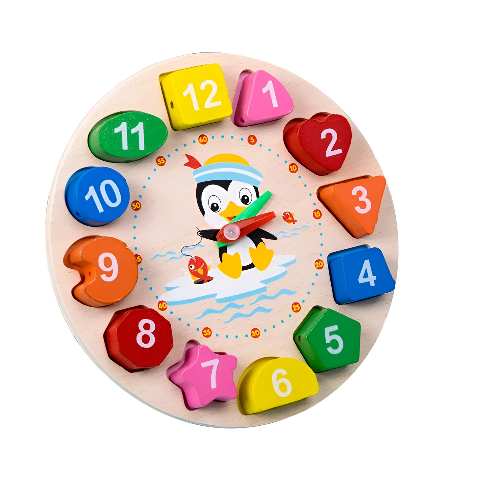 Wooden educational toys including rainbow blocks, musical instruments, and Montessori learning aids for baby development