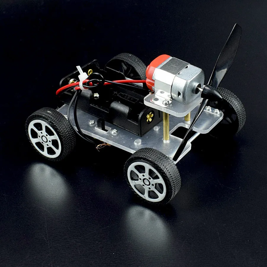 Children's DIY wind car electronic science experiment kit with acrylic, metal, and plastic components