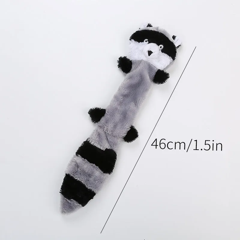 Brown plush dog toy with squeaker next to carrot-coloured version