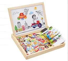 Wooden magnetic puzzle board with animal and circus theme pieces for children's educational play