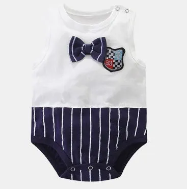 Sleeveless baby vest romper in cotton with colourful animal and character prints for infants