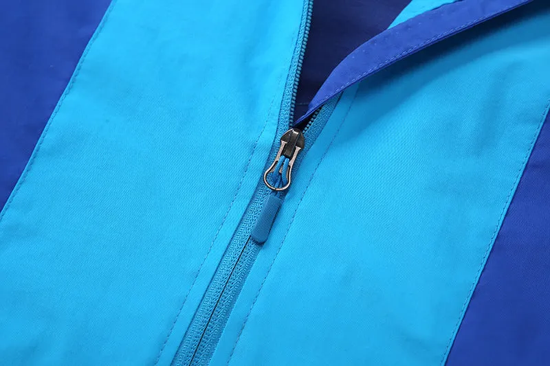 Blue thin long sleeve jacket for boys, with full zip, designed for autumn wear.