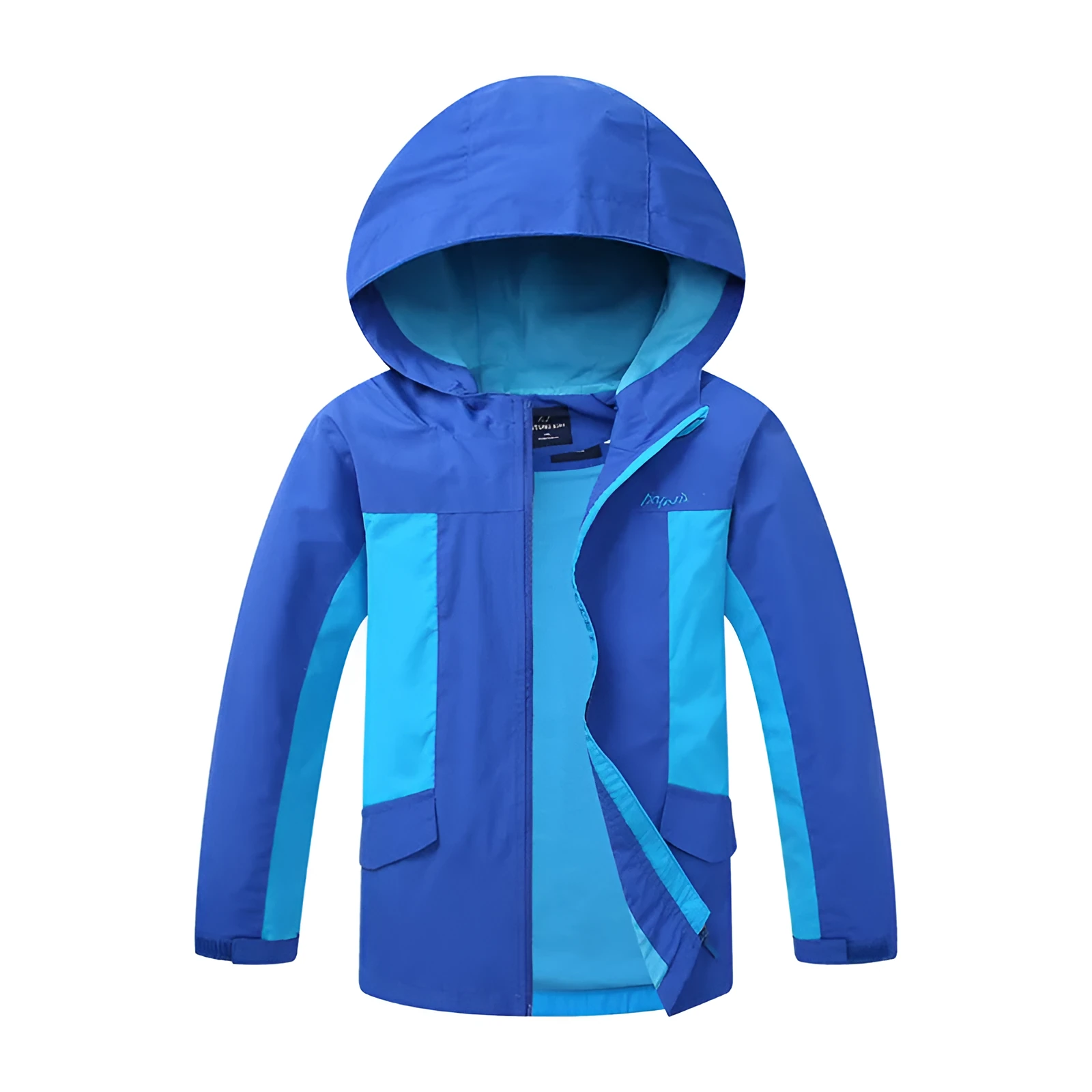 Blue thin long sleeve jacket for boys, with full zip, designed for autumn wear.