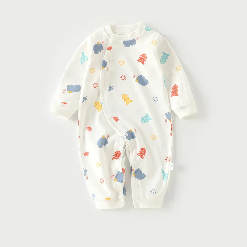 Cotton long-climb baby onesie in a neutral colour, suitable for newborns.