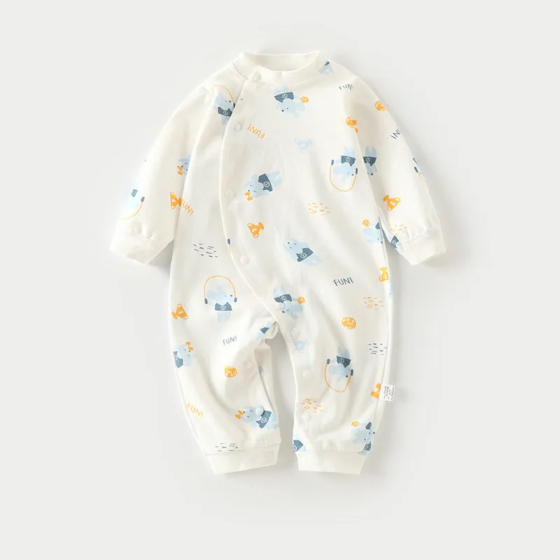 Cotton long-climb baby onesie in a neutral colour, suitable for newborns.