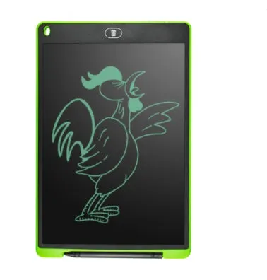 LCD drawing tablet with plastic stylus on colour screen showing child's drawing
