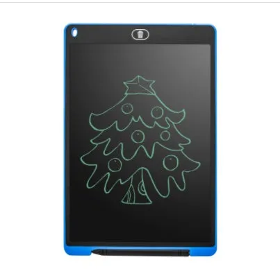 LCD drawing tablet with plastic stylus on colour screen showing child's drawing