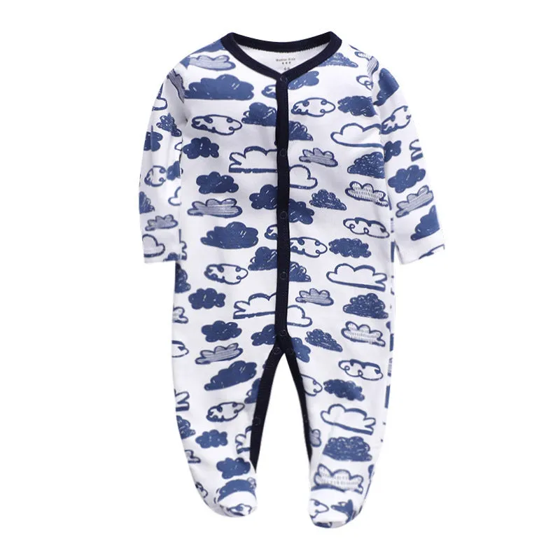 Cotton one-piece baby romper with dinosaur print for infants 3-12 months